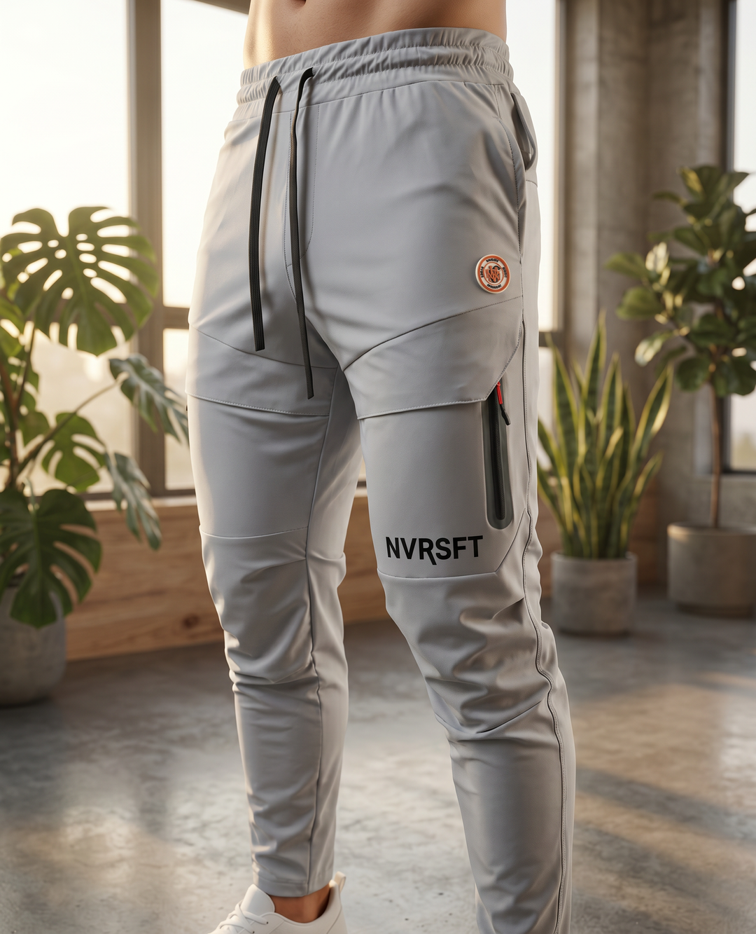 Active Jogger NVRSFT Sport Stay Cool gris claro vista frontal — ropa deportiva premium México