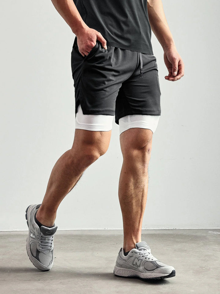 Short Atlético 2 en 1 de 7" con Bolsillos Forrados y Malla Stretch Kinetic - NVRSFT®