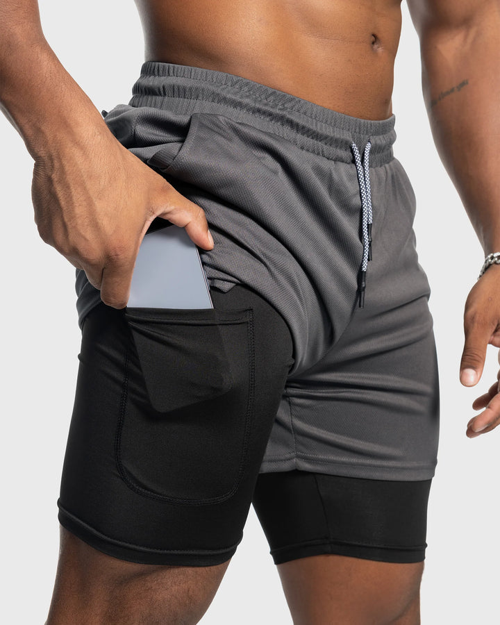 Short Atlético 2 en 1 de 7" con Bolsillos Forrados y Malla Stretch Kinetic - NVRSFT®