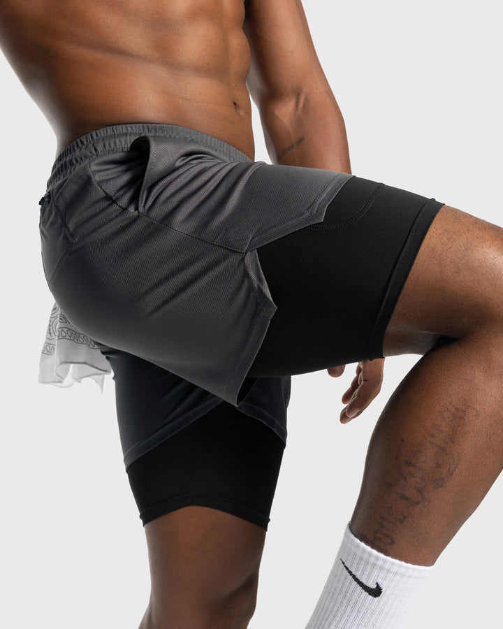 Short Atlético 2 en 1 de 7" con Bolsillos Forrados y Malla Stretch Kinetic - NVRSFT®