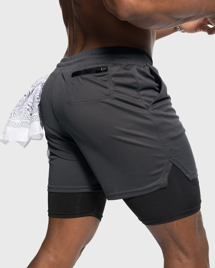 Short Atlético 2 en 1 de 7" con Bolsillos Forrados y Malla Stretch Kinetic - NVRSFT®