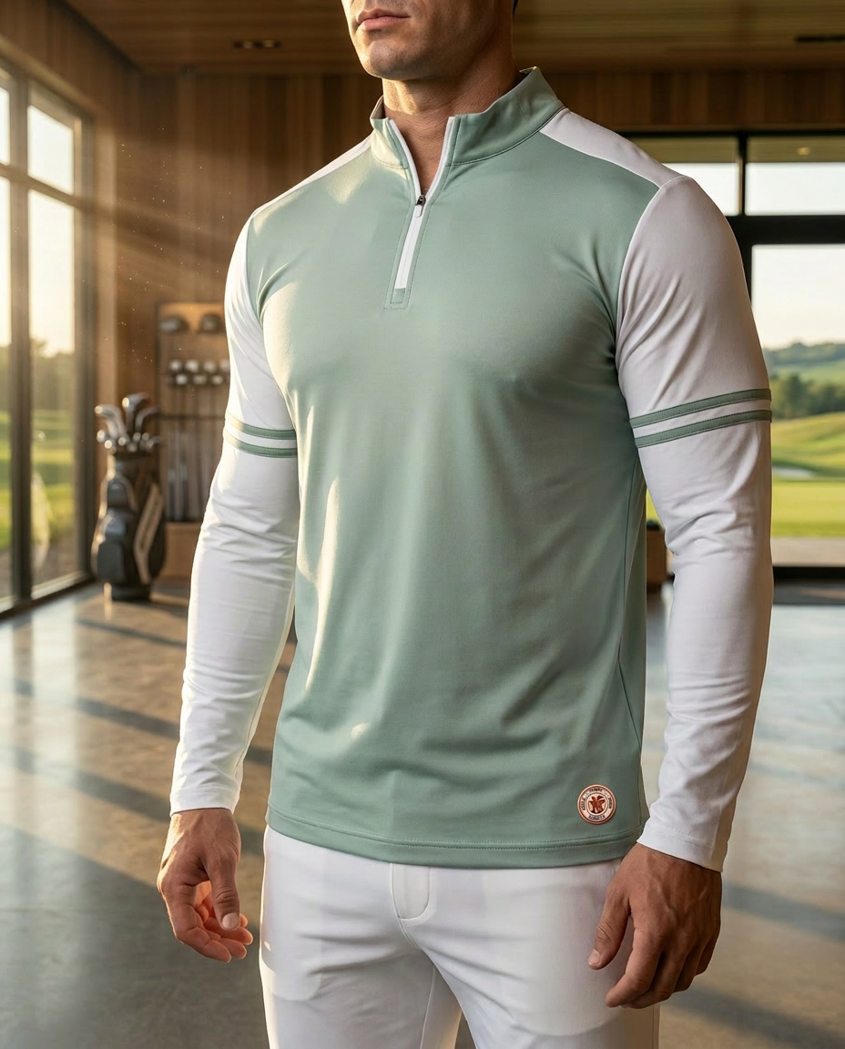 Sudadera Performance Staycool con Cierre Medio, Rayas Two-Tone y Manga Larga - NVRSFT®