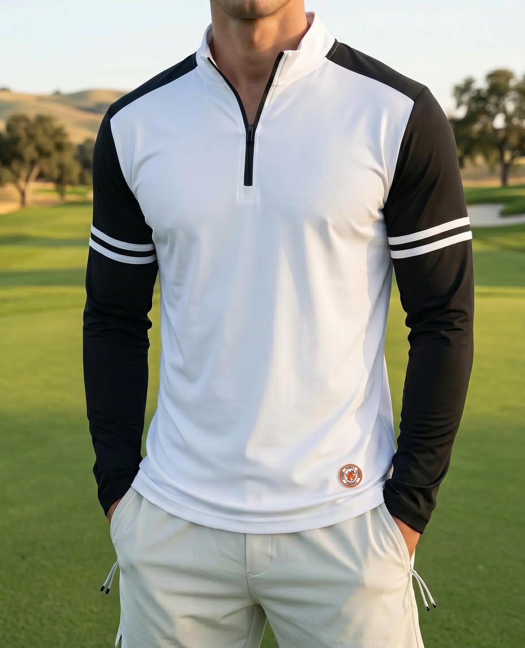 Sudadera Performance Staycool con Cierre Medio, Rayas Two-Tone y Manga Larga - NVRSFT®