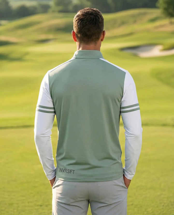 Sudadera Performance Staycool con Cierre Medio, Rayas Two-Tone y Manga Larga - NVRSFT®