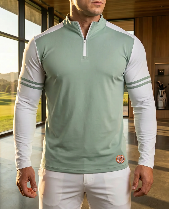 Sudadera Performance Staycool con Cierre Medio, Rayas Two-Tone y Manga Larga - NVRSFT®