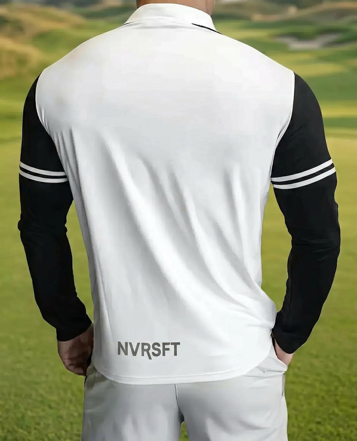 Sudadera Performance Staycool con Cierre Medio, Rayas Two-Tone y Manga Larga - NVRSFT®