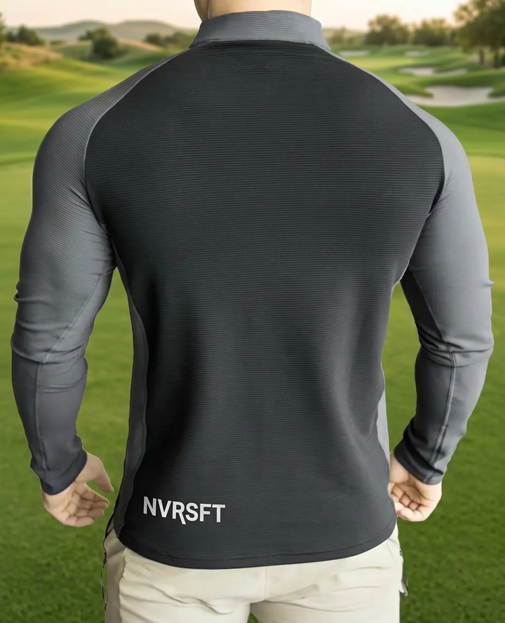 Sudadera Performance con Corte en Hombros y Cierre Medio y Manga Larga - NVRSFT®