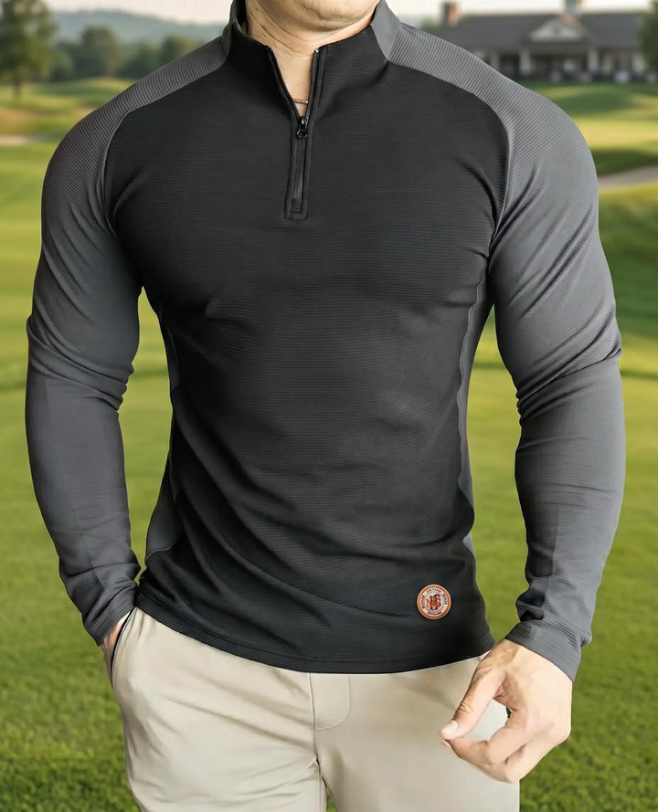 Sudadera Performance con Corte en Hombros y Cierre Medio y Manga Larga - NVRSFT®